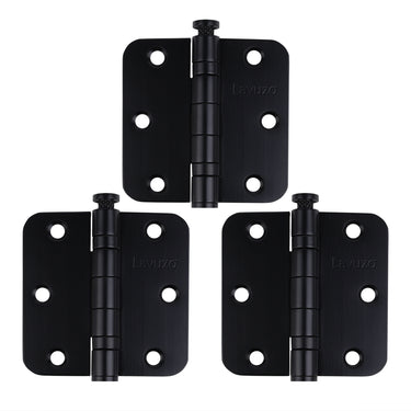 3 Stück Kugelgelenkscharnier abgerundet Schwarz 76x76x2,5 mm