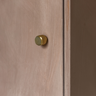 Schrankknopf, gerippt, satiniertes Gold, 20 x 25 mm