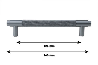 Griff gerippt, Anthrazit, 160 mm – Bohrabstand 128 mm