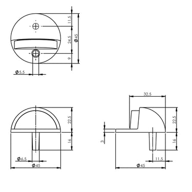 Türstopper Boden rund 44 mm Edelstahl
