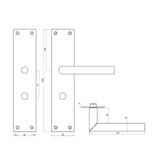 Afmetingen Nuoro deurklink renovatieschild WC63/8