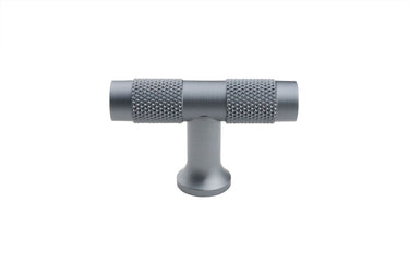 Schrankknopf T-Modell, gerippt, anthrazit, 50 mm