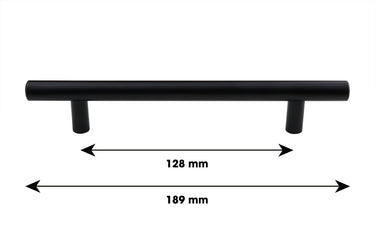 Schwarzer Stangengriff – Bohrlochabstand 128 mm