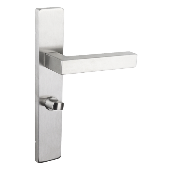 Viterbo Türdrücker Edelstahl mit rechteckigem Schild WC63/8 Bad-WC-Garnitur