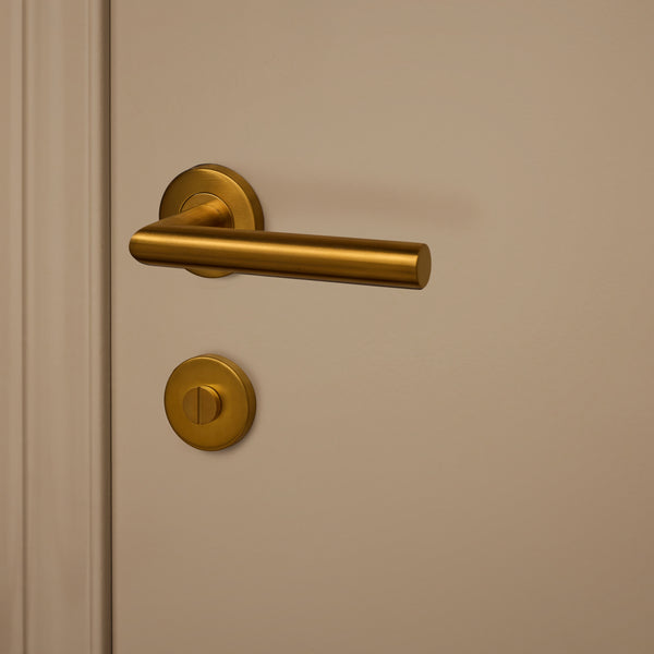 Toilettenschloss, runde Rosette in Mattgold