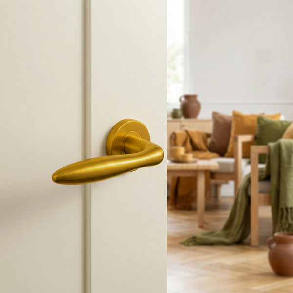 Pratona Türgriff, mattgold PVD-beschichtet mit runder Rosette